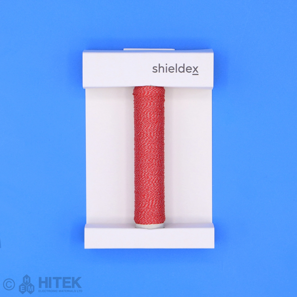Shieldex Conductive Wrapped Yarn-dyed red 44/10